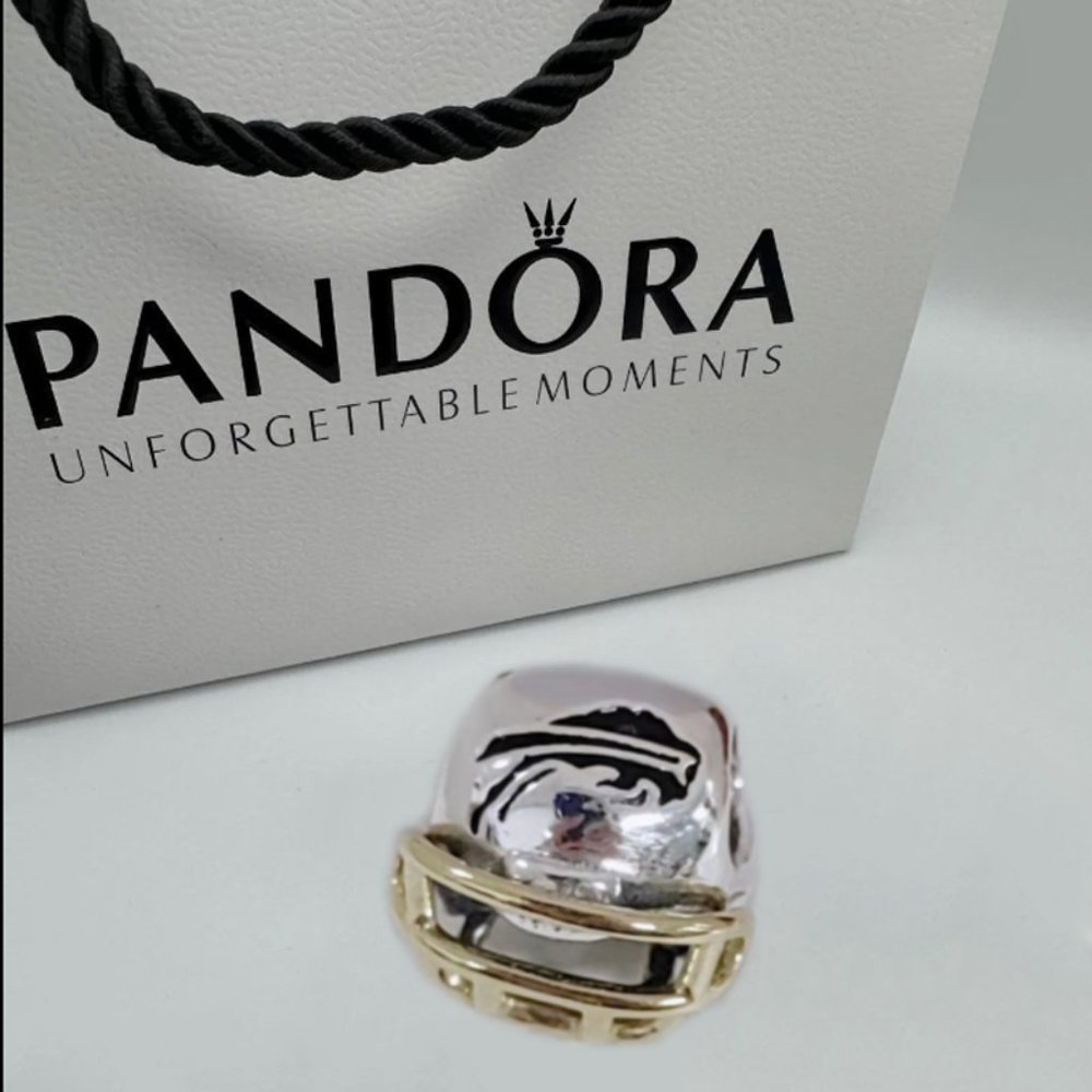 Pandora Buffalo Bills NFL Football Helmet Charm 14K Gold and S925 Silver